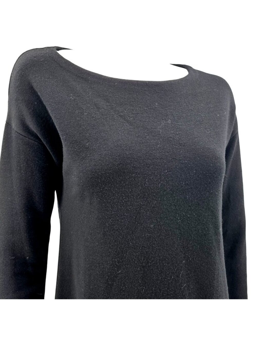 Lafayette 148 Black Merino Wool Long Sleeve Shift Dress Small